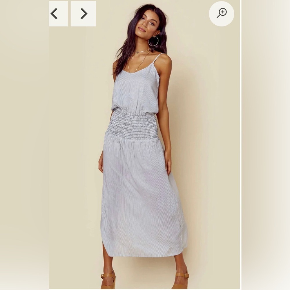 BLUE LIFE SUNSET SLIT DRESS black and white‎ stripe​​​​